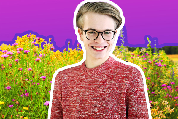 Jugend forscht Bundessieger Jakob Nolte in einer Blumenwiese